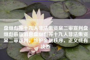 盘继彪等十九人非法集资案二审宣判盘继彪最新消息盘继彪等十九人非法集资案二审宣判，维护金融秩序，正义终有决断