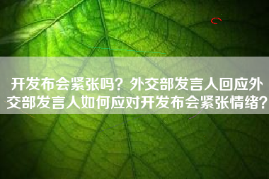 开发布会紧张吗?外交部发言人回应外交部发言人如何应对开发布会紧张情绪? 开发布会紧张吗?外交部发言人回应外交部发言人如何应对开发布会紧张情绪?