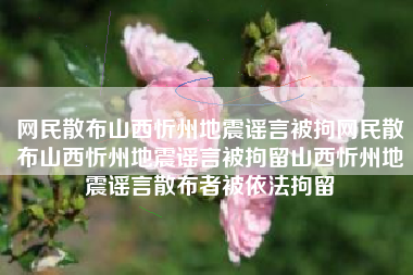 网民散布山西忻州地震谣言被拘网民散布山西忻州地震谣言被拘留山西忻州地震谣言散布者被依法拘留