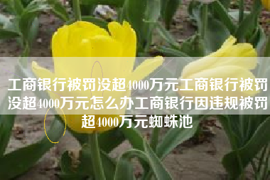 工商银行被罚没超4000万元工商银行被罚没超4000万元怎么办工商银行因违规被罚超4000万元蜘蛛池