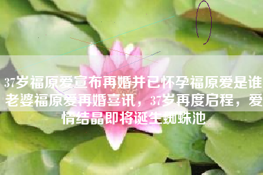37岁福原爱宣布再婚并已怀孕福原爱是谁老婆福原爱再婚喜讯，37岁再度启程，爱情结晶即将诞生蜘蛛池