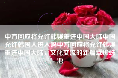 中方回应将允许韩娱重进中国大陆中国允许韩国人进入吗中方回应将允许韩娱重进中国大陆，文化交流的新篇章蜘蛛池