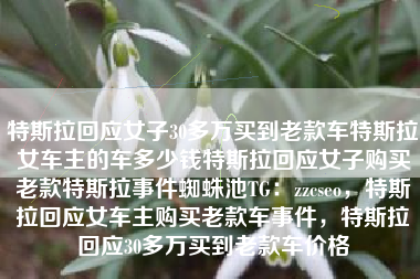 特斯拉回应女子30多万买到老款车特斯拉女车主的车多少钱特斯拉回应女子购买老款特斯拉事件蜘蛛池TG：zzcseo，特斯拉回应女车主购买老款车事件，特斯拉回应30多万买到老款车价格