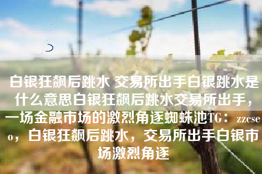 白银狂飙后跳水 交易所出手白银跳水是什么意思白银狂飙后跳水交易所出手，一场金融市场的激烈角逐蜘蛛池TG：zzcseo，白银狂飙后跳水，交易所出手白银市场激烈角逐