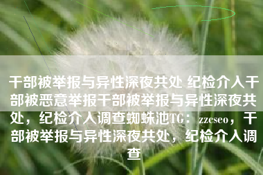 干部被举报与异性深夜共处 纪检介入干部被恶意举报干部被举报与异性深夜共处，纪检介入调查蜘蛛池TG：zzcseo，干部被举报与异性深夜共处，纪检介入调查