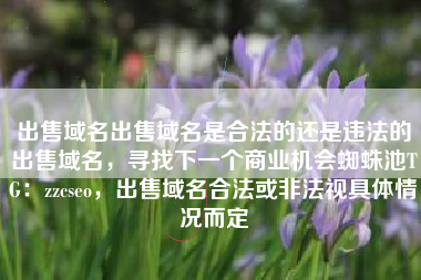 出售域名出售域名是合法的还是违法的出售域名，寻找下一个商业机会蜘蛛池TG：zzcseo，出售域名合法或非法视具体情况而定