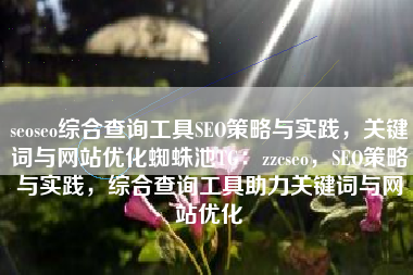 seoseo综合查询工具SEO策略与实践，关键词与网站优化蜘蛛池TG：zzcseo，SEO策略与实践，综合查询工具助力关键词与网站优化
