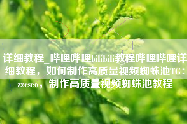 详细教程_哔哩哔哩bilibili教程哔哩哔哩详细教程，如何制作高质量视频蜘蛛池TG：zzcseo，制作高质量视频蜘蛛池教程