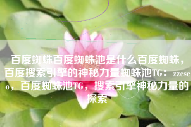百度蜘蛛百度蜘蛛池是什么百度蜘蛛,百度搜索引擎的神秘力量蜘蛛池TG:zzcseo,百度蜘蛛池TG,搜索引擎神秘力量的探索 百度蜘蛛百度蜘蛛池是什么百度蜘蛛,百度搜索引擎的神秘力量蜘蛛池TG:zzcseo,百度蜘蛛池TG,搜索引擎神秘力量的探索