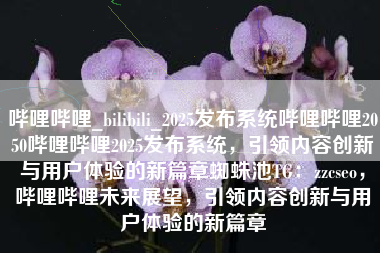 哔哩哔哩_bilibili_2025发布系统哔哩哔哩2050哔哩哔哩2025发布系统，引领内容创新与用户体验的新篇章蜘蛛池TG：zzcseo，哔哩哔哩未来展望，引领内容创新与用户体验的新篇章