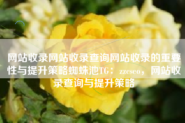 网站收录网站收录查询网站收录的重要性与提升策略蜘蛛池TG:zzcseo,网站收录查询与提升策略 网站收录网站收录查询网站收录的重要性与提升策略蜘蛛池TG:zzcseo,网站收录查询与提升策略