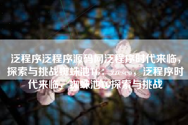 泛程序泛程序源码网泛程序时代来临，探索与挑战蜘蛛池TG：zzcseo，泛程序时代来临，蜘蛛池TG探索与挑战