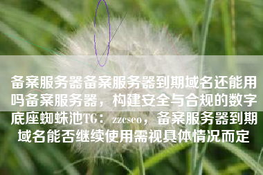 备案服务器备案服务器到期域名还能用吗备案服务器，构建安全与合规的数字底座蜘蛛池TG：zzcseo，备案服务器到期域名能否继续使用需视具体情况而定