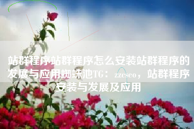 站群程序站群程序怎么安装站群程序的发展与应用蜘蛛池TG：zzcseo，站群程序安装与发展及应用