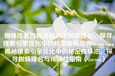 蜘蛛排名蜘蛛排名多少蜘蛛排名,探寻搜索引擎优化中的秘密蜘蛛池TG:zzcseo,揭秘搜索引擎优化中的秘密蜘蛛池,探寻蜘蛛排名与TG实战指南(zzcseo) 蜘蛛排名蜘蛛排名多少蜘蛛排名,探寻搜索引擎优化中的秘密蜘蛛池TG:zzcseo,揭秘搜索引擎优化中的秘密蜘蛛池,探寻蜘蛛排名与TG实战指南(zzcseo)