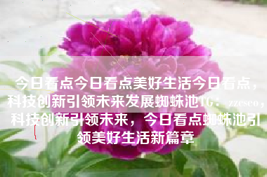 今日看点今日看点美好生活今日看点，科技创新引领未来发展蜘蛛池TG：zzcseo，科技创新引领未来，今日看点蜘蛛池引领美好生活新篇章