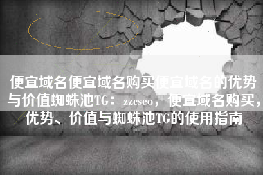 便宜域名便宜域名购买便宜域名的优势与价值蜘蛛池TG：zzcseo，便宜域名购买，优势、价值与蜘蛛池TG的使用指南