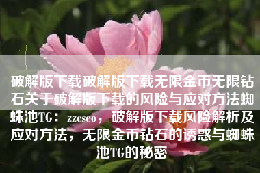 破解版下载破解版下载无限金币无限钻石关于破解版下载的风险与应对方法蜘蛛池TG：zzcseo，破解版下载风险解析及应对方法，无限金币钻石的诱惑与蜘蛛池TG的秘密