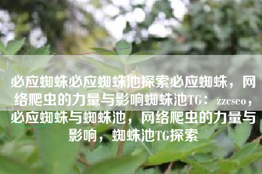 必应蜘蛛必应蜘蛛池探索必应蜘蛛，网络爬虫的力量与影响蜘蛛池TG：zzcseo，必应蜘蛛与蜘蛛池，网络爬虫的力量与影响，蜘蛛池TG探索