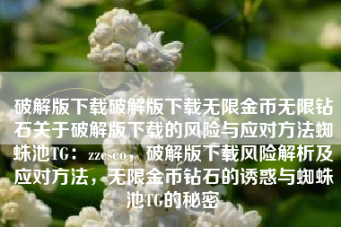 破解版下载破解版下载无限金币无限钻石关于破解版下载的风险与应对方法蜘蛛池TG：zzcseo，破解版下载风险解析及应对方法，无限金币钻石的诱惑与蜘蛛池TG的秘密