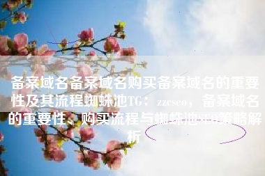 备案域名备案域名购买备案域名的重要性及其流程蜘蛛池TG：zzcseo，备案域名的重要性、购买流程与蜘蛛池SEO策略解析