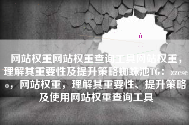 网站权重网站权重查询工具网站权重，理解其重要性及提升策略蜘蛛池TG：zzcseo，网站权重，理解其重要性、提升策略及使用网站权重查询工具