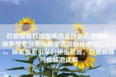 百度蜘蛛百度蜘蛛池是什么百度蜘蛛,探索搜索引擎的秘密武器蜘蛛池TG:zzcseo,探索搜索引擎的秘密武器,百度蜘蛛与蜘蛛池详解 百度蜘蛛百度蜘蛛池是什么百度蜘蛛,探索搜索引擎的秘密武器蜘蛛池TG:zzcseo,探索搜索引擎的秘密武器,百度蜘蛛与蜘蛛池详解