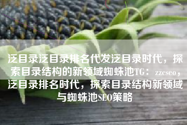 泛目录泛目录排名代发泛目录时代，探索目录结构的新领域蜘蛛池TG：zzcseo，泛目录排名时代，探索目录结构新领域与蜘蛛池SEO策略