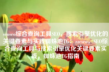 seoseo综合查询工具SEO，搜索引擎优化的关键要素与实践蜘蛛池TG：zzcseo，SEO综合查询工具与搜索引擎优化关键要素实践，蜘蛛池TG指南