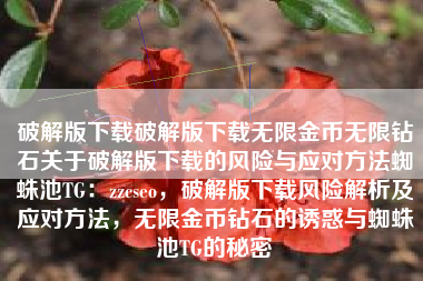 破解版下载破解版下载无限金币无限钻石关于破解版下载的风险与应对方法蜘蛛池TG：zzcseo，破解版下载风险解析及应对方法，无限金币钻石的诱惑与蜘蛛池TG的秘密