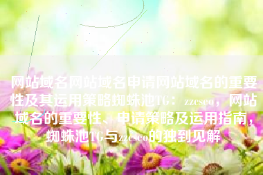 网站域名网站域名申请网站域名的重要性及其运用策略蜘蛛池TG：zzcseo，网站域名的重要性、申请策略及运用指南，蜘蛛池TG与zzcseo的独到见解