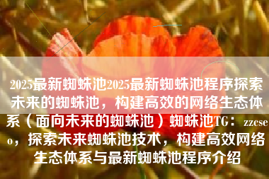 2025最新蜘蛛池2025最新蜘蛛池程序探索未来的蜘蛛池，构建高效的网络生态体系（面向未来的蜘蛛池）蜘蛛池TG：zzcseo，探索未来蜘蛛池技术，构建高效网络生态体系与最新蜘蛛池程序介绍