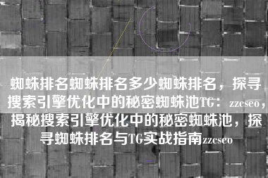 蜘蛛排名蜘蛛排名多少蜘蛛排名，探寻搜索引擎优化中的秘密蜘蛛池TG：zzcseo，揭秘搜索引擎优化中的秘密蜘蛛池，探寻蜘蛛排名与TG实战指南zzcseo