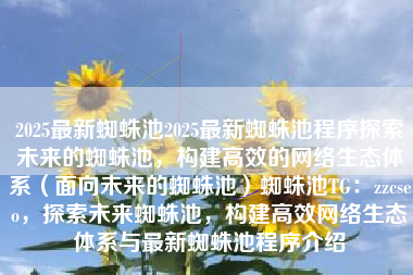 2025最新蜘蛛池2025最新蜘蛛池程序探索未来的蜘蛛池，构建高效的网络生态体系（面向未来的蜘蛛池）蜘蛛池TG：zzcseo，探索未来蜘蛛池，构建高效网络生态体系与最新蜘蛛池程序介绍