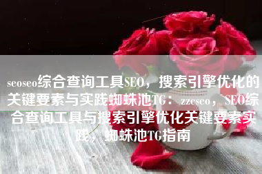 seoseo综合查询工具SEO，搜索引擎优化的关键要素与实践蜘蛛池TG：zzcseo，SEO综合查询工具与搜索引擎优化关键要素实践，蜘蛛池TG指南