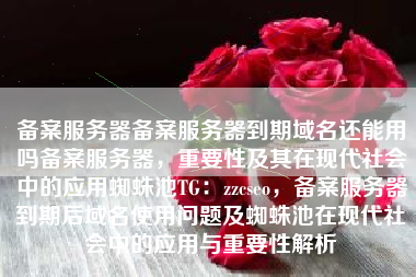 备案服务器备案服务器到期域名还能用吗备案服务器，重要性及其在现代社会中的应用蜘蛛池TG：zzcseo，备案服务器到期后域名使用问题及蜘蛛池在现代社会中的应用与重要性解析