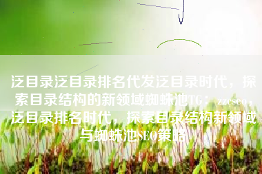 泛目录泛目录排名代发泛目录时代，探索目录结构的新领域蜘蛛池TG：zzcseo，泛目录排名时代，探索目录结构新领域与蜘蛛池SEO策略