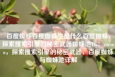 百度蜘蛛百度蜘蛛池是什么百度蜘蛛，探索搜索引擎的秘密武器蜘蛛池TG：zzcseo，探索搜索引擎的秘密武器，百度蜘蛛与蜘蛛池详解