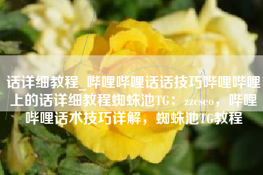 话详细教程_哔哩哔哩话话技巧哔哩哔哩上的话详细教程蜘蛛池TG：zzcseo，哔哩哔哩话术技巧详解，蜘蛛池TG教程