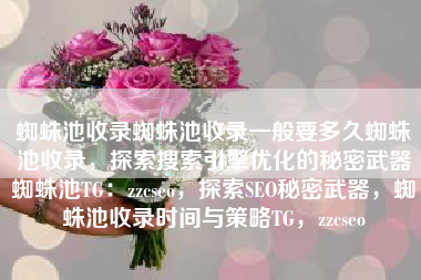 蜘蛛池收录蜘蛛池收录一般要多久蜘蛛池收录，探索搜索引擎优化的秘密武器蜘蛛池TG：zzcseo，探索SEO秘密武器，蜘蛛池收录时间与策略TG，zzcseo