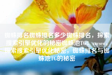 蜘蛛排名蜘蛛排名多少蜘蛛排名，探索搜索引擎优化的秘密蜘蛛池TG：zzcseo，探索搜索引擎优化秘密，蜘蛛排名与蜘蛛池TG的秘密