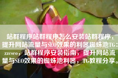 站群程序站群程序怎么安装站群程序，提升网站流量与SEO效果的利器蜘蛛池TG：zzcseo，站群程序安装指南，提升网站流量与SEO效果的蜘蛛池利器，TG教程分享。
