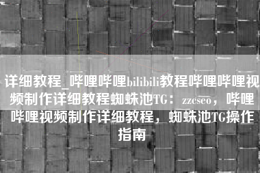 详细教程_哔哩哔哩bilibili教程哔哩哔哩视频制作详细教程蜘蛛池TG：zzcseo，哔哩哔哩视频制作详细教程，蜘蛛池TG操作指南