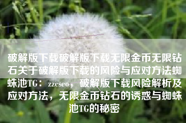 破解版下载破解版下载无限金币无限钻石关于破解版下载的风险与应对方法蜘蛛池TG：zzcseo，破解版下载风险解析及应对方法，无限金币钻石的诱惑与蜘蛛池TG的秘密
