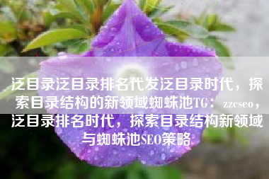 泛目录泛目录排名代发泛目录时代,探索目录结构的新领域蜘蛛池TG:zzcseo,泛目录排名时代,探索目录结构新领域与蜘蛛池SEO策略 泛目录泛目录排名代发泛目录时代,探索目录结构的新领域蜘蛛池TG:zzcseo,泛目录排名时代,探索目录结构新领域与蜘蛛池SEO策略