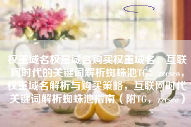 权重域名权重域名购买权重域名，互联网时代的关键词解析蜘蛛池TG：zzcseo，权重域名解析与购买策略，互联网时代关键词解析蜘蛛池指南（附TG，zzcseo）