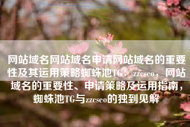 网站域名网站域名申请网站域名的重要性及其运用策略蜘蛛池TG：zzcseo，网站域名的重要性、申请策略及运用指南，蜘蛛池TG与zzcseo的独到见解