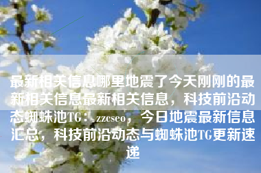 最新相关信息哪里地震了今天刚刚的最新相关信息最新相关信息，科技前沿动态蜘蛛池TG：zzcseo，今日地震最新信息汇总，科技前沿动态与蜘蛛池TG更新速递