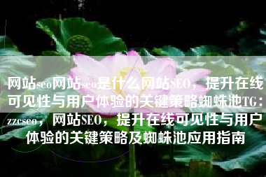 网站seo网站seo是什么网站SEO，提升在线可见性与用户体验的关键策略蜘蛛池TG：zzcseo，网站SEO，提升在线可见性与用户体验的关键策略及蜘蛛池应用指南