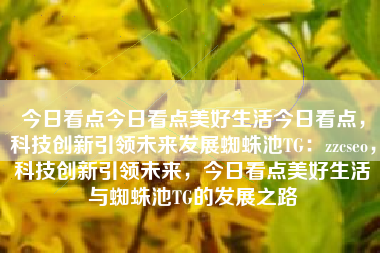 今日看点今日看点美好生活今日看点，科技创新引领未来发展蜘蛛池TG：zzcseo，科技创新引领未来，今日看点美好生活与蜘蛛池TG的发展之路